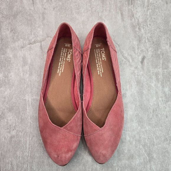 Toms Jutti Ballet Flats Coral Suede Pointed Toe Comfort Ballerina Shoes Size 8 - Picture 2 of 10
